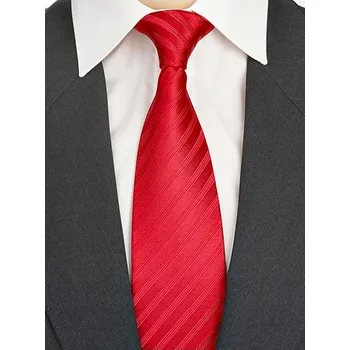 Kravata Žakárová kravata 7 cm pánská do obleku jednobarevná hladká červená rc302