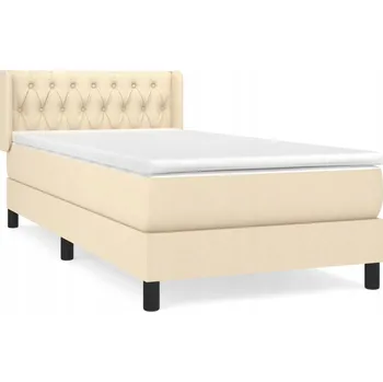 Postel Kontinentální postel krémová 203 x 103 x 78/88 cm s matrací 100 x 200 x 20