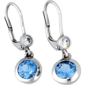 Náušnice Goldstore Visací náušnice bílé zlato akvamarín a zirkony Váha: 2.49 g