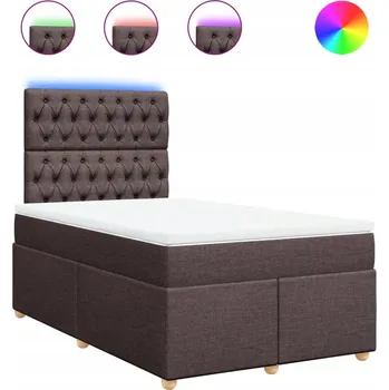 Postel Kontinentální postel s LED, hnědá, 200 x 120 x 140,5/150,5 cm