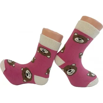 Dětské zimní termo ponožky Trepon Bear růžové (Dětské froté ponožky s medvědy)