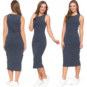 Dámské šaty ŠATY dámské proužkované, přiléhavé, midi MORAJ, široká ramínka, XXL