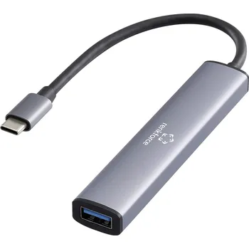 USB hub Renkforce RF-6855466 USB Hub 4 porty USB-A USB&nbsp;3.0 5 GBit/s s konektorem USB C šedá RF-USBH-250