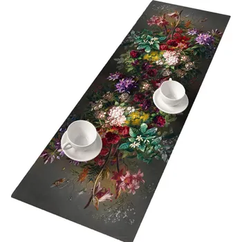 ubrus Běhoun na stůl Bertoni, plsť, 95x33cm, vzor tisku Bouquet