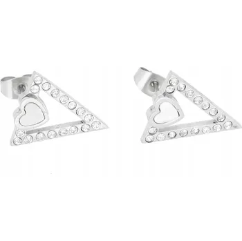 Náušnice Ewena Náušnice V se stříbrnými krystaly z chirurgické oceli