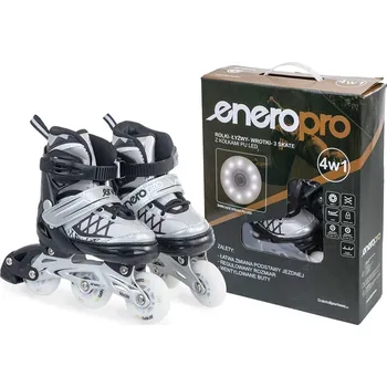 Kolečkové brusle KOLEČKOVÉ BRUSLE-WROTKI-BRUSLE 4V1 ENERO PRO LED 26-29 ŠEDÉ
