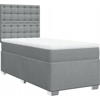 Postel Kontinentální postel světle šedá 200 x 100 x 140,5/150,5 cm s matrací 100 x