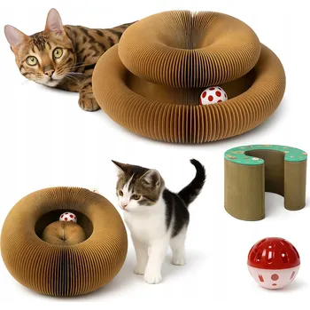 SKLÁDACÍ ŠKRABADLO PRO KOČKY KARTONOVÉ HARMONIKA + MÍČEK