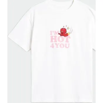 Dámské tričko Sinsay - Bavlněné tričko s potiskem na zádech Hot Stuff - krémová - 5205F-01X - 5205F-01X-L