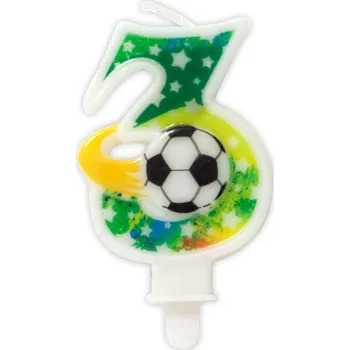 Dortová svíčka Narozeninový DORT pro chlapce s fotbalovým motivem ČÍSLICE 3