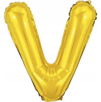 Balónek Zlaté písmeno V Zlatý fóliový balónek Písmena Abecedy 40 cm NÁPIS dekorace