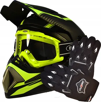 Helma na motorku Motokrosová helma + brýle + rukavice Enduro Quad ATV BMX Elektrokoloběžka XS