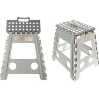 Stolička skládací protiskluzová vysoká 39 Cm světle šedá