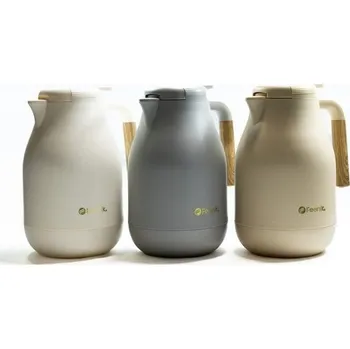 Termoska termokonvice 1,5l PASTEL.bílá, béžová, šedá, dřev.ručka, sklo/plast