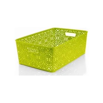 Úložný box Mega Plast, Košík MONAKO XL, 14 x 39 x 27 cm, světle zelený