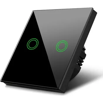 vypínač Dotykový spínač Maclean, skleněný s LED podsvícením s možností změny barvy Zapuštěný vypínač 2násobný kulatý černý