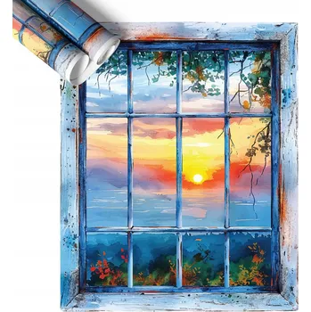 Fototapeta Fototapeta Samolepka na Zeď do Pokoje 3D 49x60 cm Okenní západ slunce