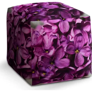 Taburet Sablio Taburet Cube Fialové květy: 40x40x40 cm