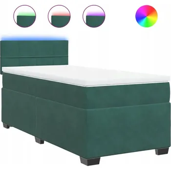 Postel Kontinentální postel s LED, tmavě zelená, rozměry 200 x 100 x 100,5 cm