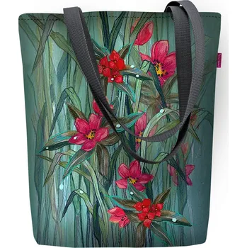 Plátěná taška přes rameno, zip, rozměry 36 x 40 cm, potisk Fiori