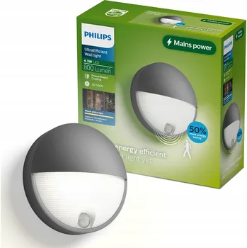 Venkovní osvětlení Venkovní nástěnné svítidlo Philips šedé s integrovaným LED zdrojem 4,3 W