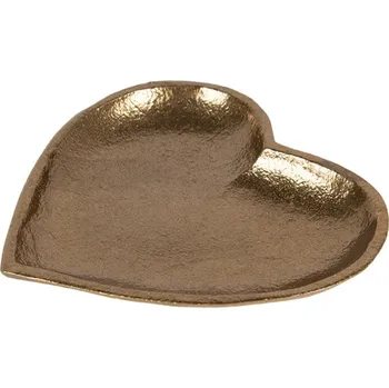 Dekorační zlatý podnos / tác ve tvaru srdce – 14x14x2 cm