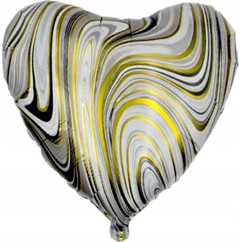 Balónek Fóliový balónek Srdce Černý Mramor Narozeniny 43 cm