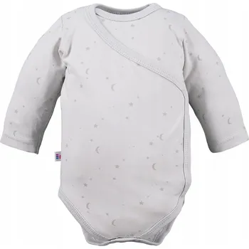 Dětské zavinovací body šedé s motivem hvězdiček, velikost 50