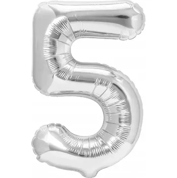 Balónek Fóliový balónek stříbrný číslice 5, 100 cm, stříbrný, na heliové plnění