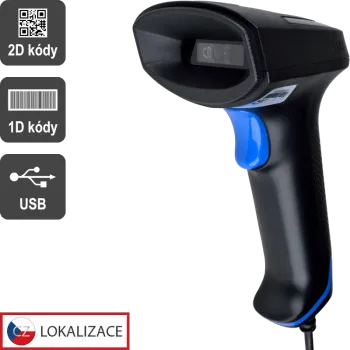 Kancelářská technika CCD 2D čtečka Virtuos HT-851A, USB (klávesnice/RS-232 emulace), bez stojánku, černá