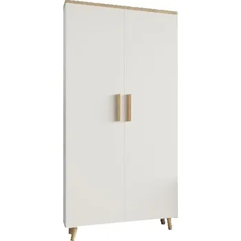 Šatní skříň Szafa Nord 70 cm Dvoudveřová Police Tyč Dub artisan Bílý