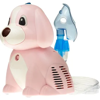 Inhalátor Set pro děti a dospělé: Inhalátor s maskou a rozprašovačem Omnibus BR-CN171, růžový pes