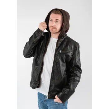 Pánská casual bunda Pánská kožená bunda MMWanjox DB v barvě Vintage Black Velikost M