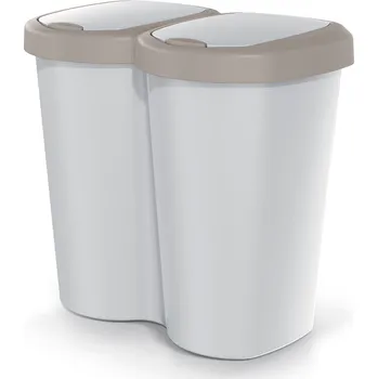 Odpadkový koš Koš na odpadky Compacta B Duo, hnědý/kašmírový, objem 40 l, jedna přihrádka, dvě víka, nástěnné provedení, NDBS40-WG5C_427C