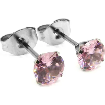 Náušnice RajSperku Náušnice z Chirurgické oceli s kamínkem 0,5 cm růžové NS260137 dárkové balení zdarma