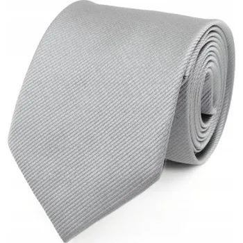Kravata Elegantní pánská KRAVATA úzká ŠEDÁ stříbrný proužek