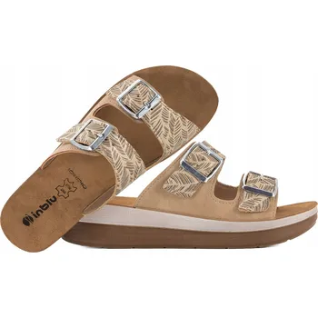 Dámské pantofle INBLU FT-19 Dámské letní NAZOUVÁKY pantofle komfortní kožená stélka SOFT PU 38 Béžová