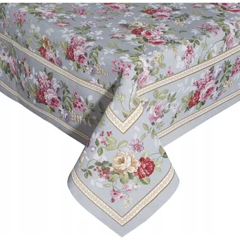 Obraz Dekorační gobelínový ubrus 140x180 Eurofirany popelavý červený s květinami