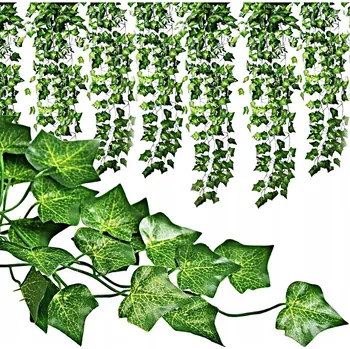 umělá květina UMĚLÝ BŘEČŤAN GIRLANDA NA ZEĎ BALKON OZDOBNÉ DEKORAČNÍ LISTY 6 M