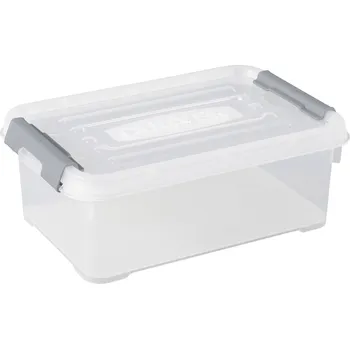 Úložný box Curver 243810 Úložný box, HANDY, stohovatelné, (d x š x v) 294 x 194 x 110 mm, transparentní, stříbrná, 1 ks