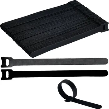 Zip TRU COMPONENTS T24CA058 kabelový manažer na suchý zip ke spojování háčková a flaušová část (d x š) 200 mm x 12 mm černá 100 ks