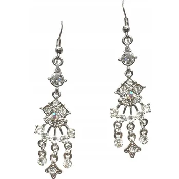 Náušnice Náušnice visací dlouhé stříbrné třpytivé zdobené zirkony večerní