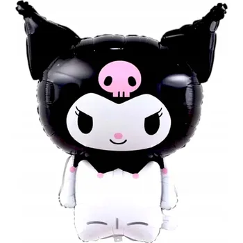Balónek Fóliový balónek Sanrio Hlava Kuromi bílo-černý s růžovou lebkou 49x62 cm