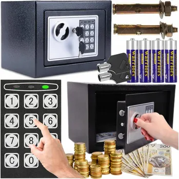 Trezor Sejf Malatec s elektronickým zámkem, černý, 20x31x20 cm