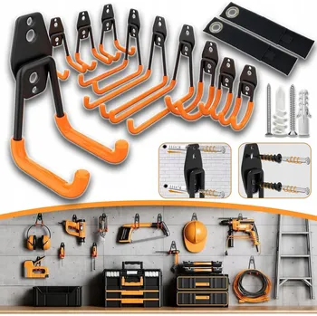 Věšák 12 KS HÁKY NA ZEĎ DO GARÁŽE, DVOJITÝ HÁK, HÁK NA NÁŘADÍ NA ŽEBŘÍK