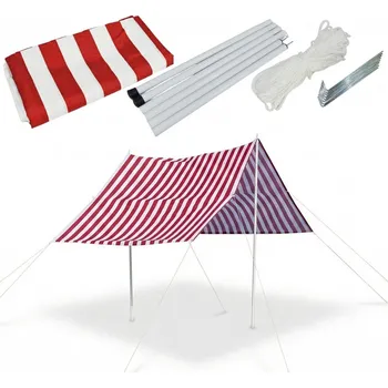 Stan STAN PŘÍSTŘEŠEK SLUNEČNÍ PLACHTA SE SLOUPKY 3X1,7M ČERVENÁ