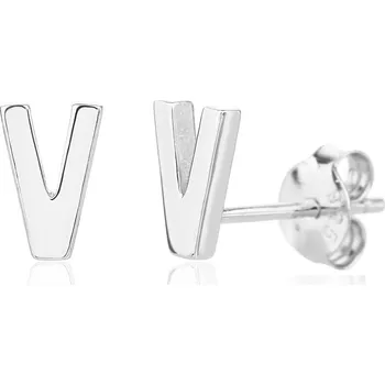 Náušnice Bealio BEALIO 13988 Stříbrné náušnice PÍSMENO V 03-13988-4086