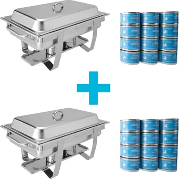 TECHNICA [Sada] Gastronomický ohřívač GN 1/1, 9 l, 605x370x240 mm - 2 ks. + 24 x gelové palivo pro gastronomické ohřívače 200 g