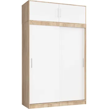 Šatní skříň Šatní skříň s posuvnými dveřmi a nástavcem MONO CLP 150 cm dub sonoma/bílá