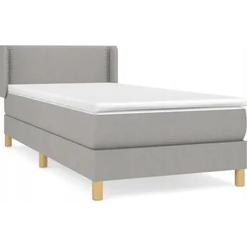 Postel Kontinentální postel světle šedá 203 x 103 x 78/88 cm s matrací 100 x 200 x